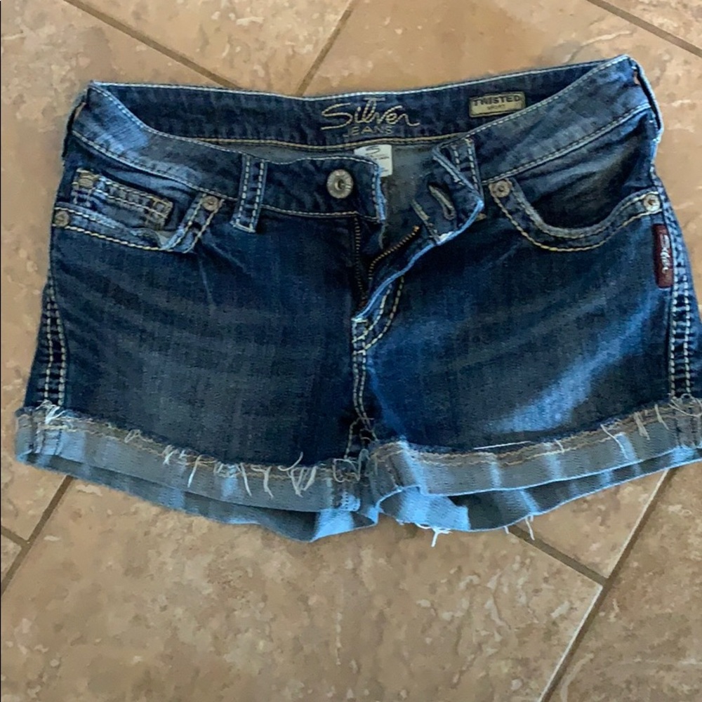 Silver jean shorts